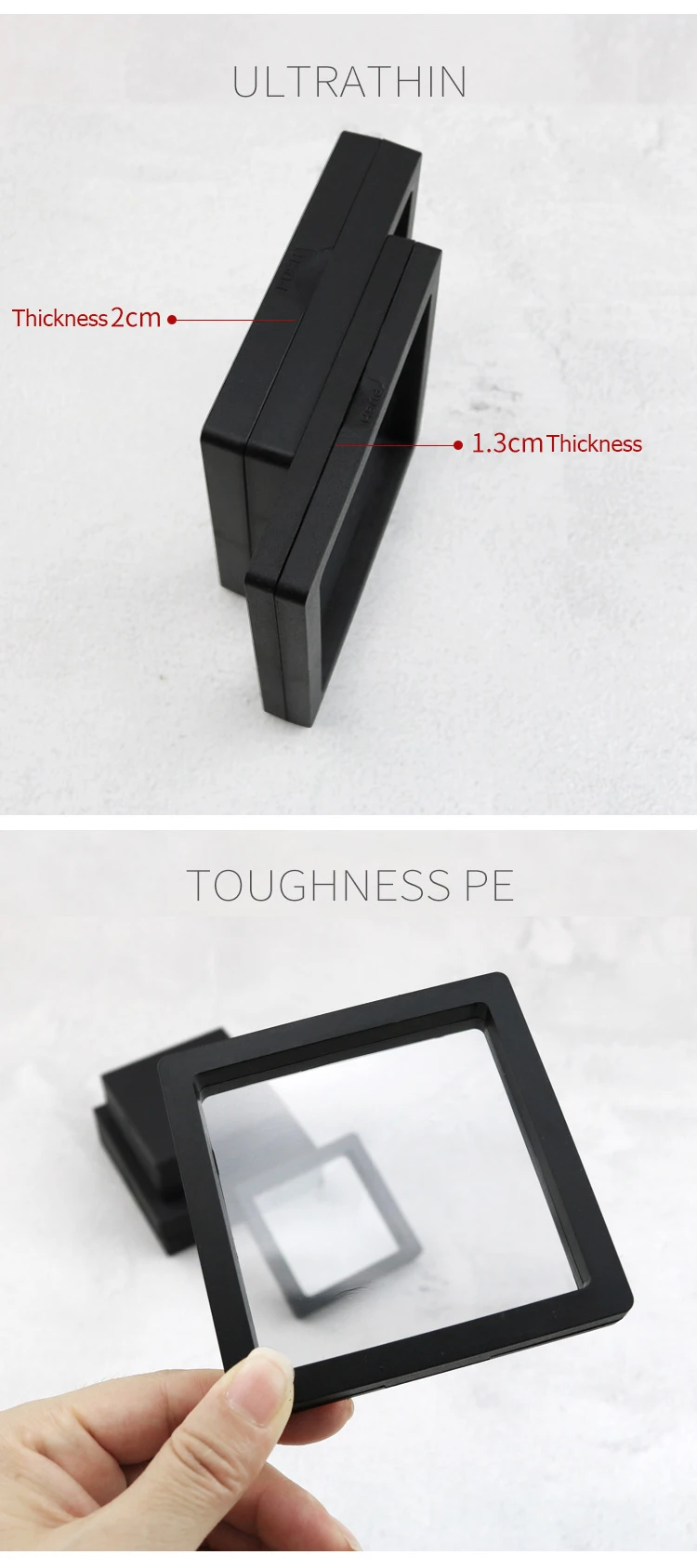 Thinner Transparent PE Film Suspension Box Jewelry 3D Floating Frame Display Case Antioxidant Storage Box for Coin Medallions