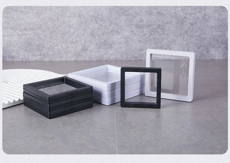 Thinner Transparent PE Film Suspension Box Jewelry 3D Floating Frame Display Case Antioxidant Storage Box for Coin Medallions