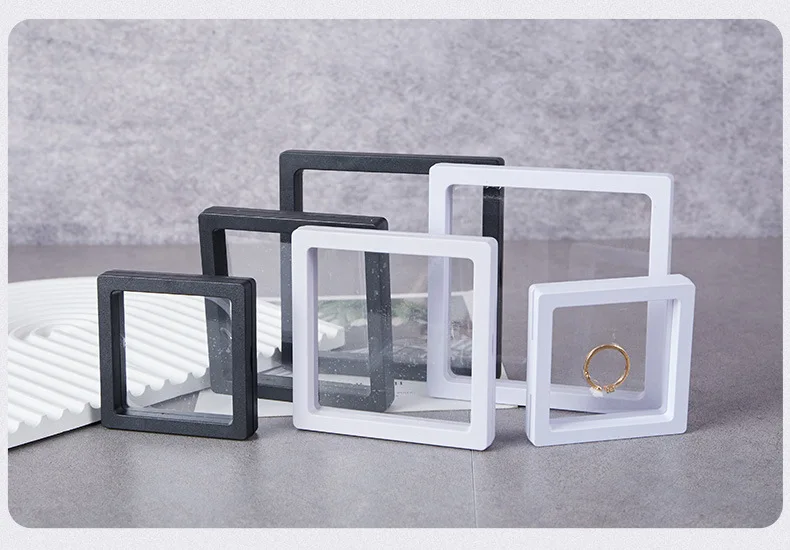 Thinner Transparent PE Film Suspension Box Jewelry 3D Floating Frame Display Case Antioxidant Storage Box for Coin Medallions