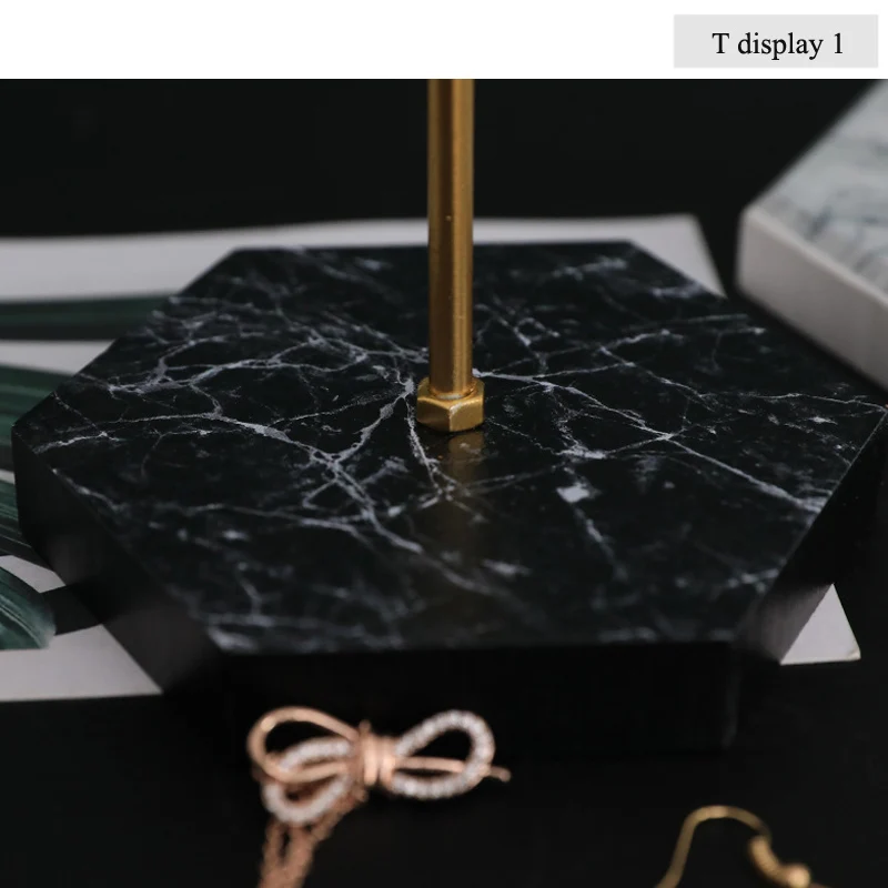 Newly Wooden/Metal Gold T-shaped Earrings Ring Necklace Watch Jewelry Shelf Jewelry Stand Counter Pendant Jewelry Display Stand