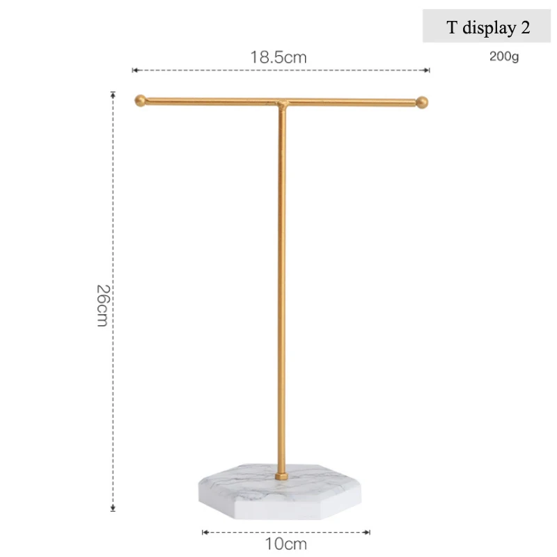 Newly Wooden/Metal Gold T-shaped Earrings Ring Necklace Watch Jewelry Shelf Jewelry Stand Counter Pendant Jewelry Display Stand