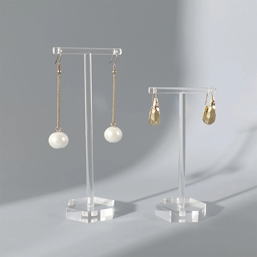 T-shaped Earrings Jewelry Display Stand Holder Acrylic Transparent Necklace Ring Stud Showcase Jewelry Counter Shooting Props