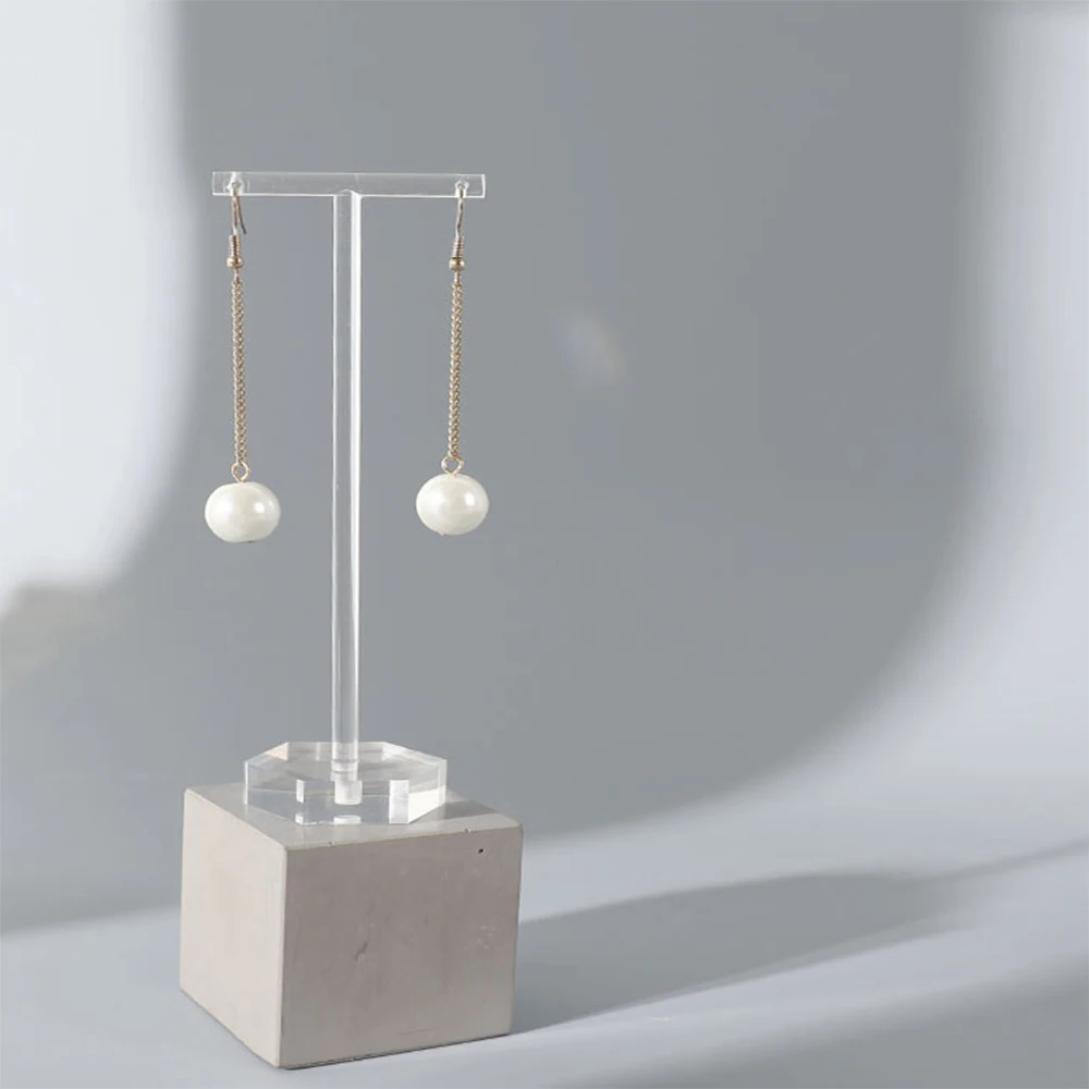 T-shaped Earrings Jewelry Display Stand Holder Acrylic Transparent Necklace Ring Stud Showcase Jewelry Counter Shooting Props