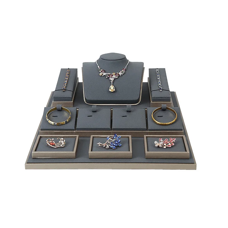 Luxury Jewelry Display Set Shop Exhibitor Counter Window Display Stand Necklace Ring Earring Organizer Holder Bracelet Rack