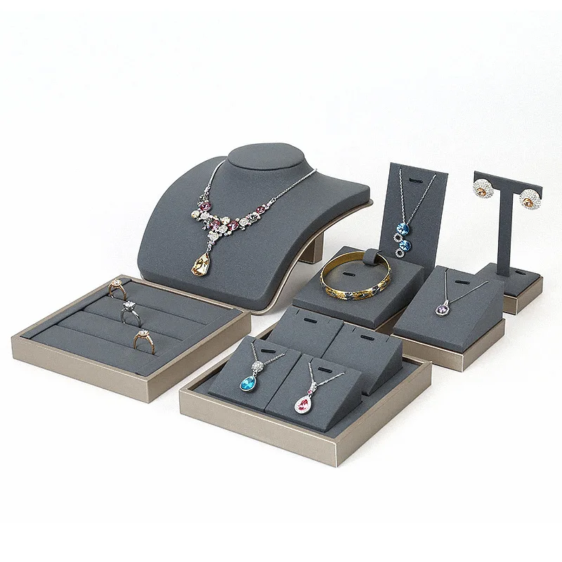Luxury Jewelry Display Set Shop Exhibitor Counter Window Display Stand Necklace Ring Earring Organizer Holder Bracelet Rack