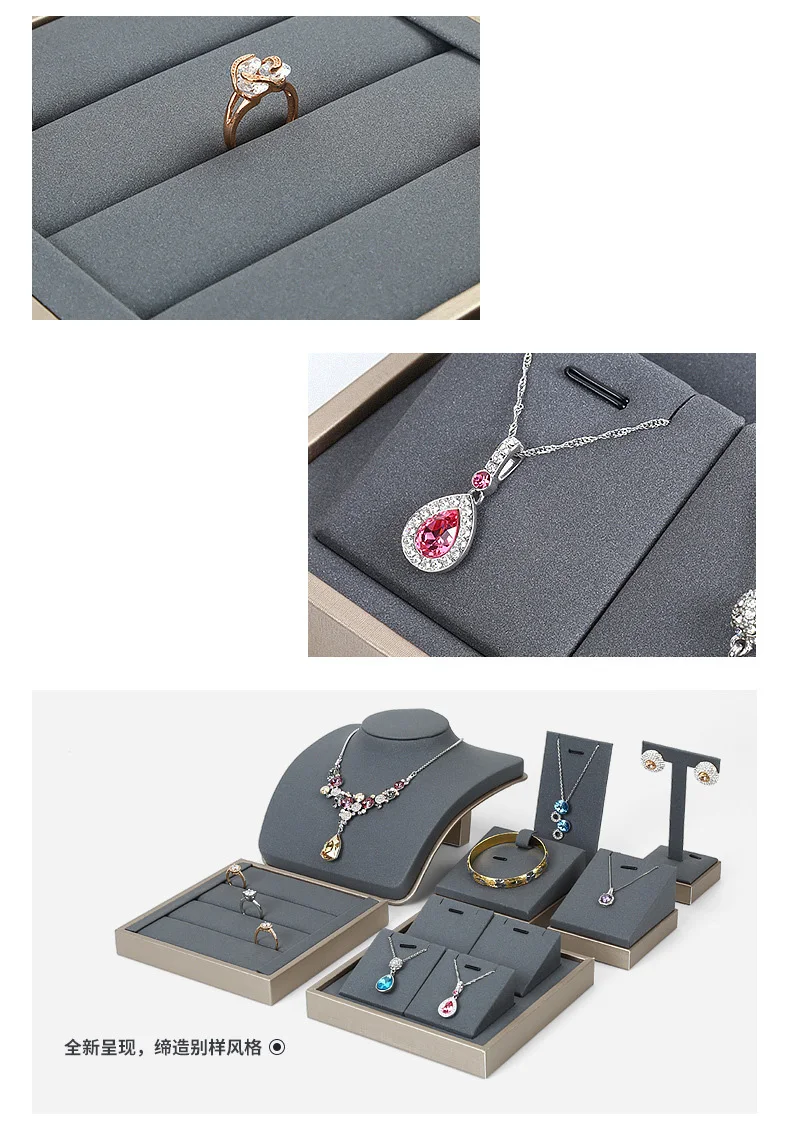 Luxury Jewelry Display Set Shop Exhibitor Counter Window Display Stand Necklace Ring Earring Organizer Holder Bracelet Rack