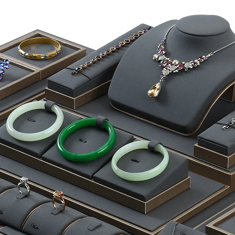 Luxury Jewelry Display Set Shop Exhibitor Counter Window Display Stand Necklace Ring Earring Organizer Holder Bracelet Rack
