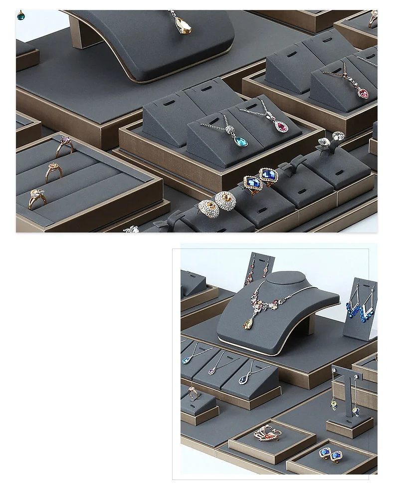 Luxury Jewelry Display Set Shop Exhibitor Counter Window Display Stand Necklace Ring Earring Organizer Holder Bracelet Rack