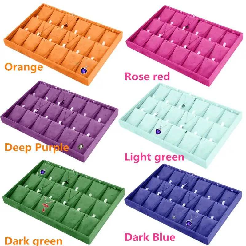 Velvet Earnail Pendant Jewelry Display Tray 12 Grid Bracelet Watch Premium Pillow Plate Adjustable Shelf 35*24 Menora