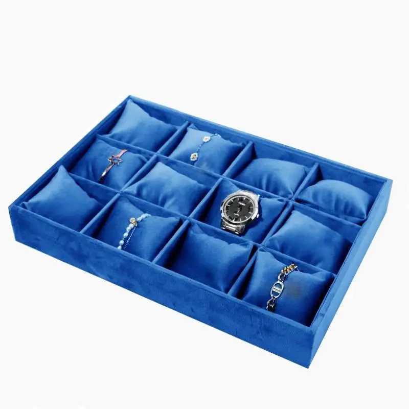 Velvet Earnail Pendant Jewelry Display Tray 12 Grid Bracelet Watch Premium Pillow Plate Adjustable Shelf 35*24 Menora