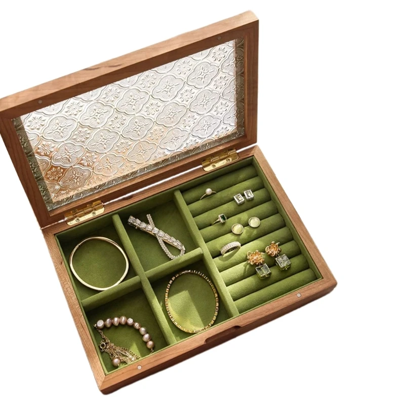 Glass Dustproof Cover Box Jewellery Boxes For Women Rings Box Jewelry Storage Cases Dropshipping