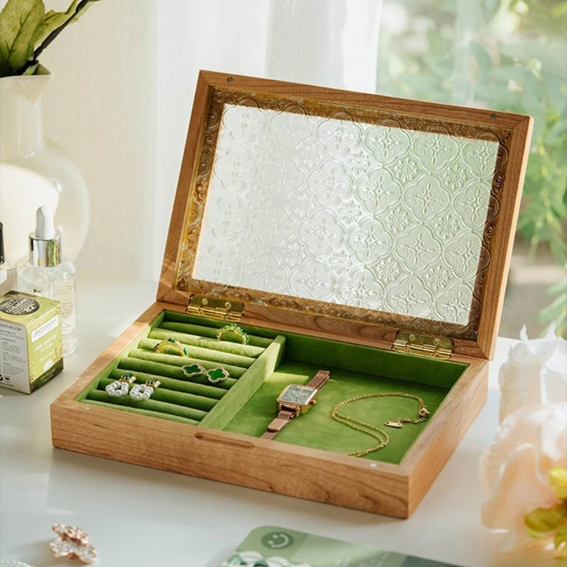 Glass Dustproof Cover Box Jewellery Boxes For Women Rings Box Jewelry Storage Cases Dropshipping
