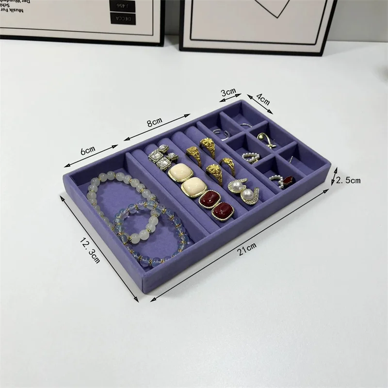 1PC Purple Fabric Jewelry Box Makeup Vanity Drawer Accessories Earrings Ring Storage Tray Desktop Organizer Box for Jewelry