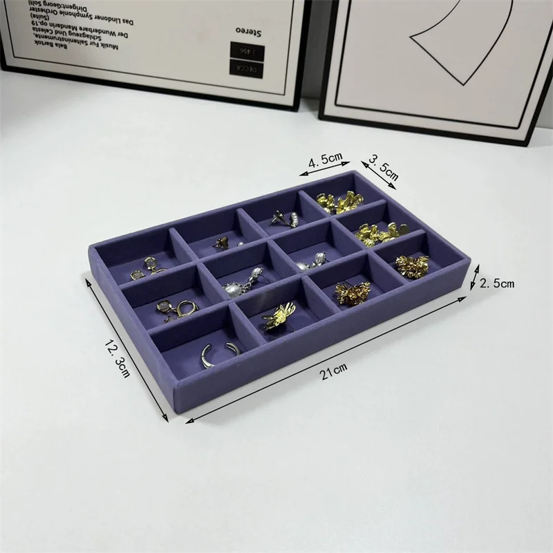 1PC Purple Fabric Jewelry Box Makeup Vanity Drawer Accessories Earrings Ring Storage Tray Desktop Organizer Box for Jewelry