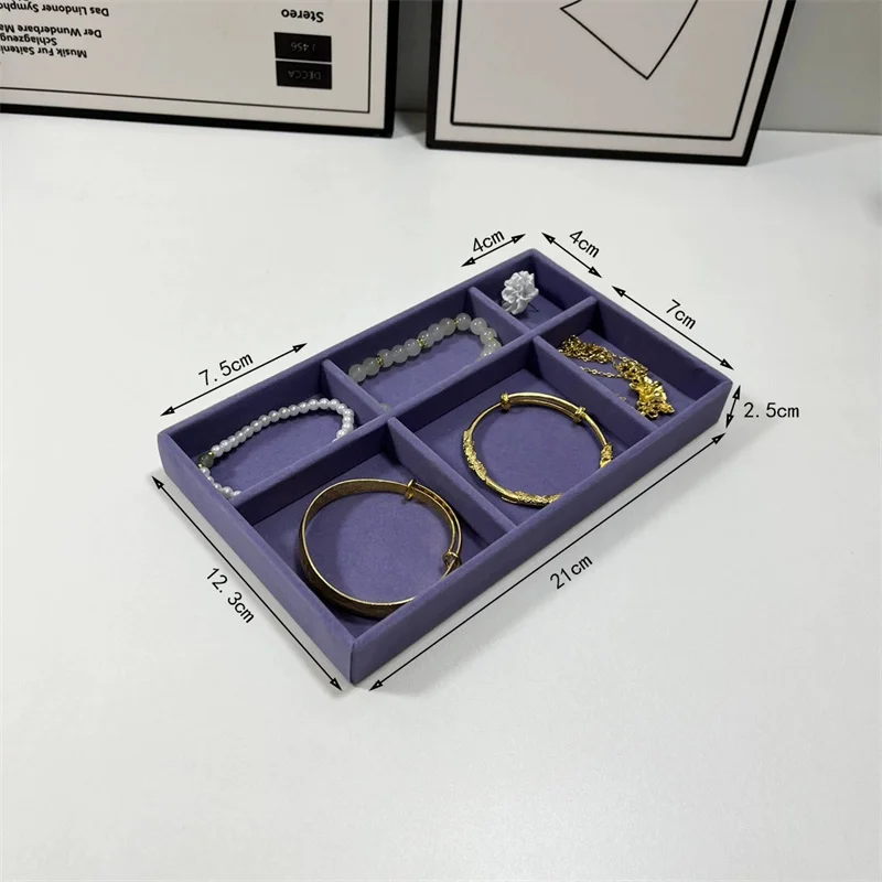 1PC Purple Fabric Jewelry Box Makeup Vanity Drawer Accessories Earrings Ring Storage Tray Desktop Organizer Box for Jewelry