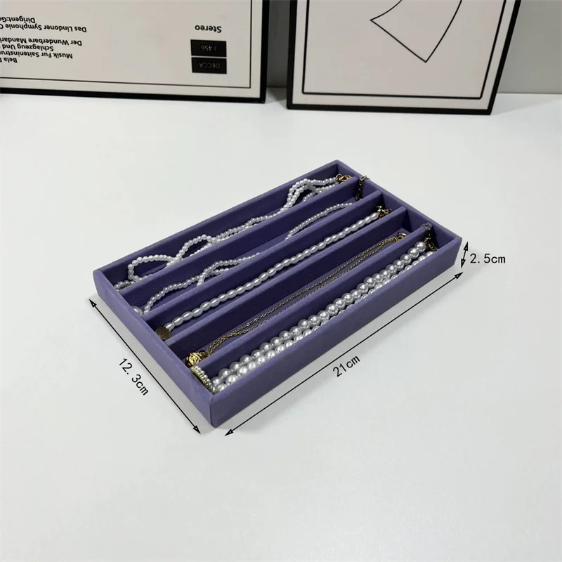 1PC Purple Fabric Jewelry Box Makeup Vanity Drawer Accessories Earrings Ring Storage Tray Desktop Organizer Box for Jewelry