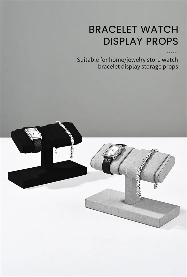 WoodTen T-bar Watch Stand Microfiber Jewelry Watch Display Stand  Mechanical Watch Storage Rack Bracelet Jewelry Display Props