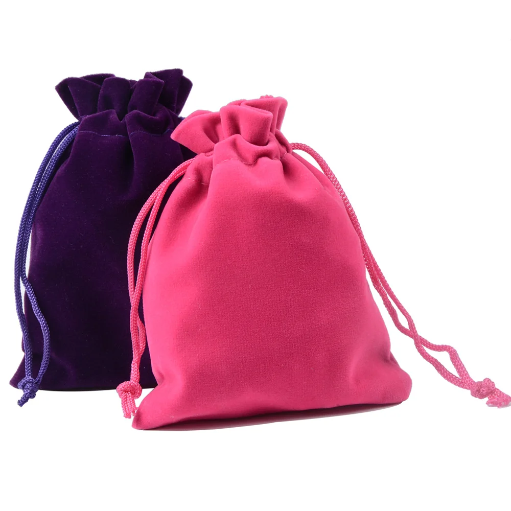 25pcs 5x7cm 7x9cm 9x12cm Coloful Velvet Pouches Jewelry Packaging Display Drawstring Packing Gift Bags & Pouches