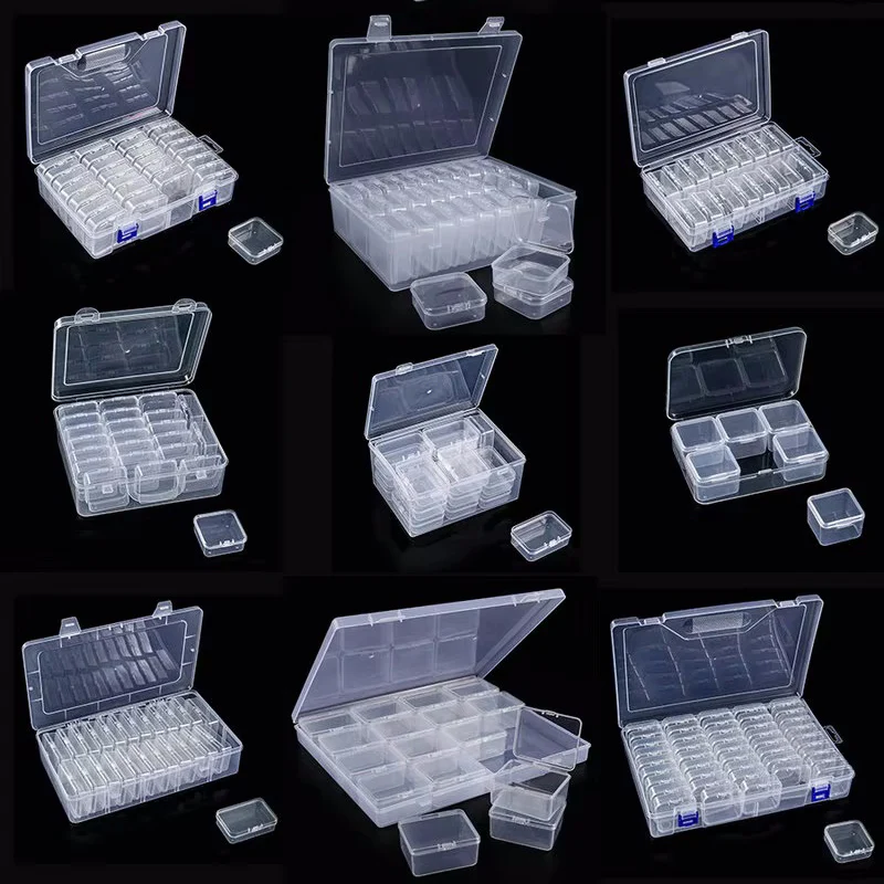 Small Bead Organizer Cases Plastic Organizer Box Mini Clear Bead Storage Container Box with Hinged Lid for DIY Jewelry Supply