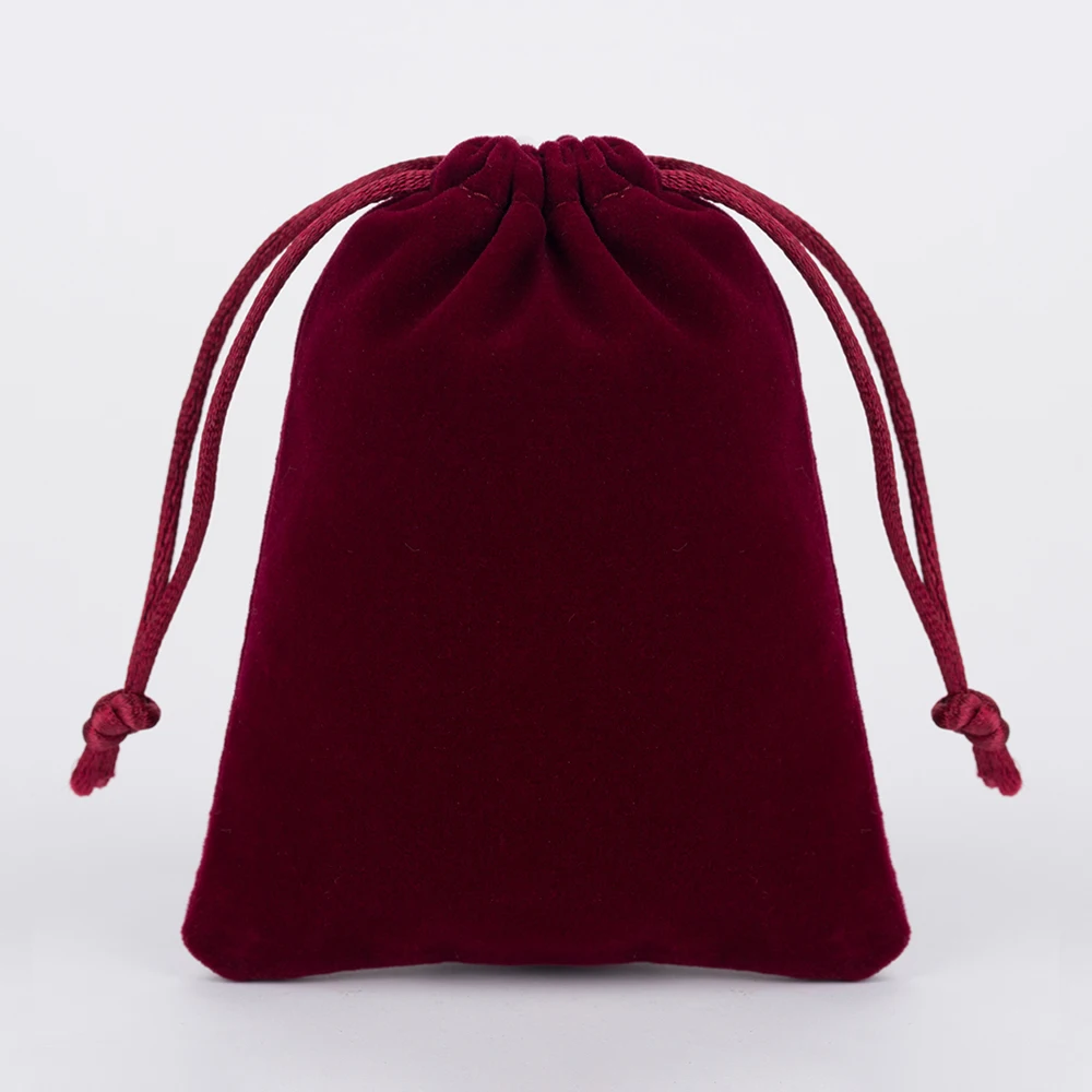 100pcs Luxury Velvet Jewelry Bags 10x12cm Black Red Birthday Party Wedding Favor Gift Packaging Drawstring Pouch Can Custom Logo