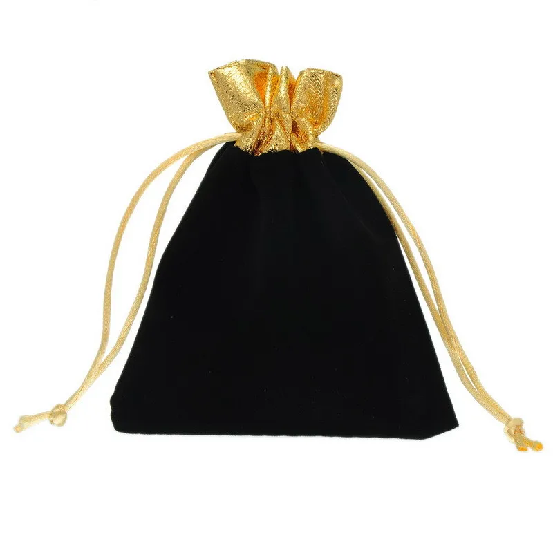 100pcs Luxury Velvet Jewelry Bags 10x12cm Black Red Birthday Party Wedding Favor Gift Packaging Drawstring Pouch Can Custom Logo
