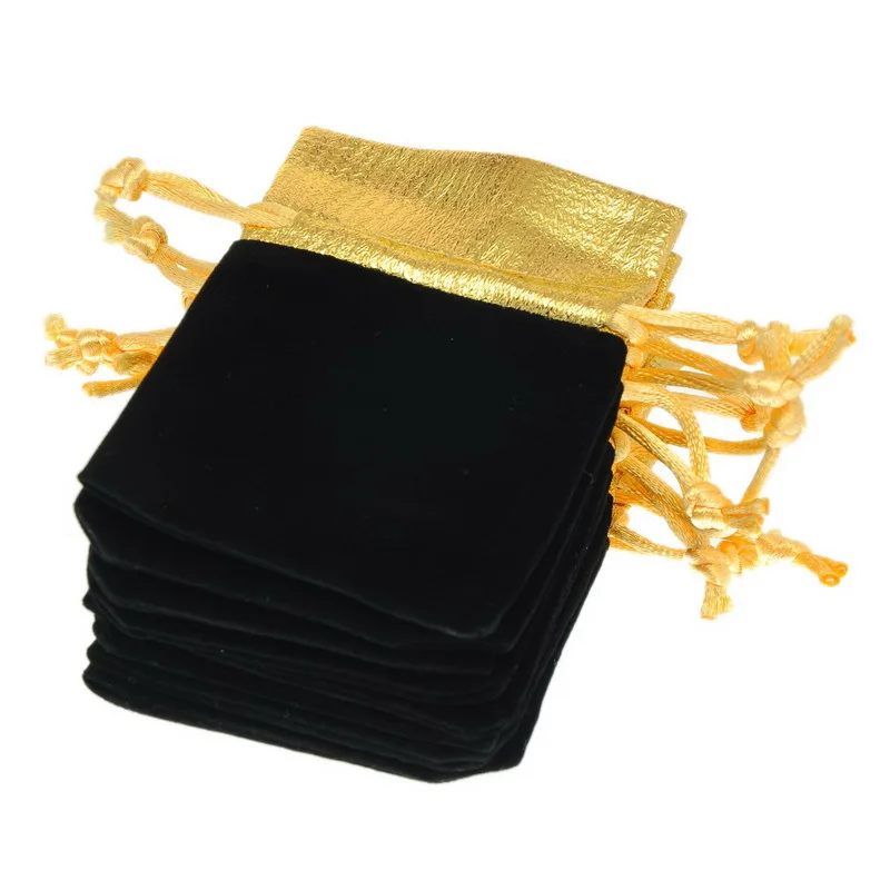 100pcs Luxury Velvet Jewelry Bags 10x12cm Black Red Birthday Party Wedding Favor Gift Packaging Drawstring Pouch Can Custom Logo