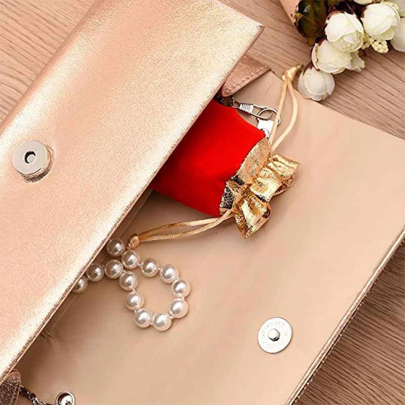100pcs Luxury Velvet Jewelry Bags 10x12cm Black Red Birthday Party Wedding Favor Gift Packaging Drawstring Pouch Can Custom Logo