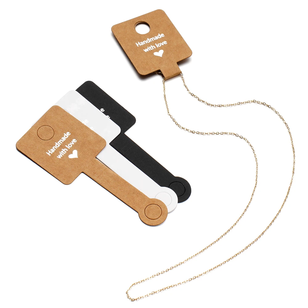 50pcs/Lot 4x10cm Self Adhesive Kraft Paper Card Bracelet Necklace Hanging Folding Card for DIY Jewelry Display Tags Supplies