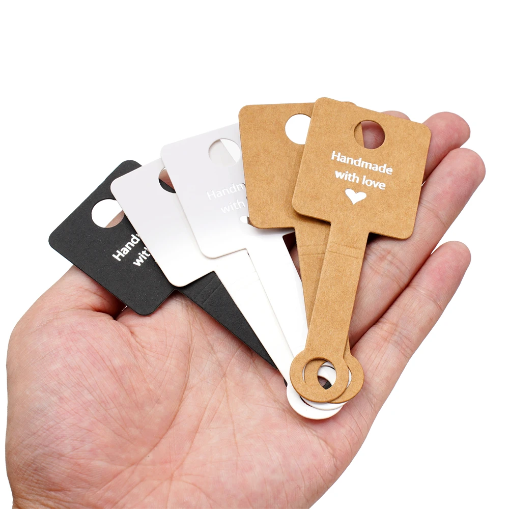 50pcs/Lot 4x10cm Self Adhesive Kraft Paper Card Bracelet Necklace Hanging Folding Card for DIY Jewelry Display Tags Supplies