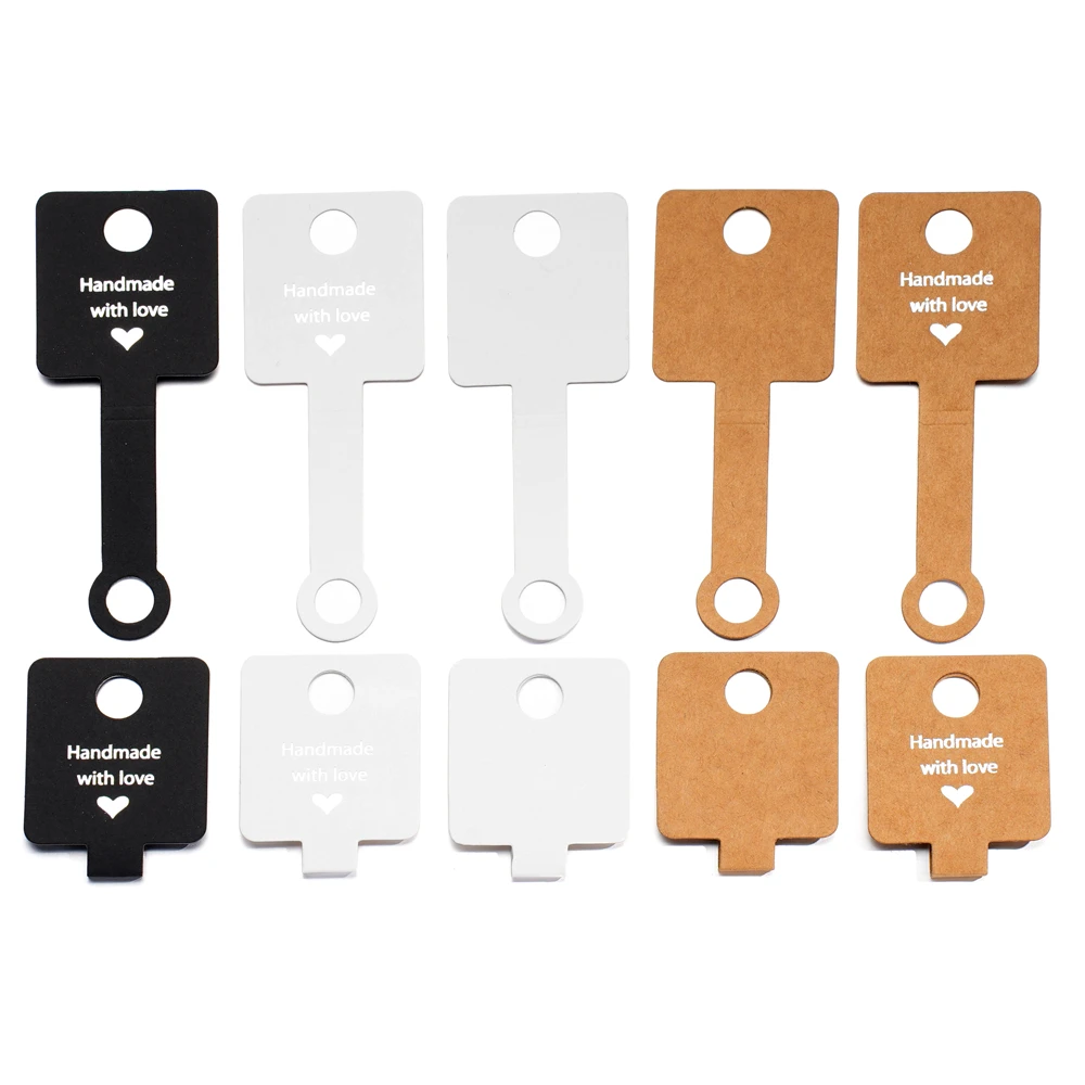 50pcs/Lot 4x10cm Self Adhesive Kraft Paper Card Bracelet Necklace Hanging Folding Card for DIY Jewelry Display Tags Supplies