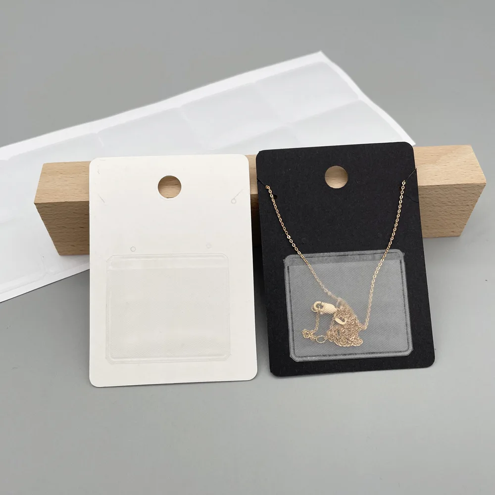 50pcs Necklace Chain Adhesive Pouch for DIY Jewelry Making Necklace Packing Card Self-Adhesive Chain Pocket 4.2x3.7 & 3.2x2.5cm