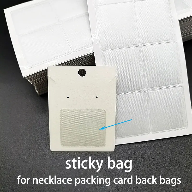 50pcs Necklace Chain Adhesive Pouch for DIY Jewelry Making Necklace Packing Card Self-Adhesive Chain Pocket 4.2x3.7 & 3.2x2.5cm