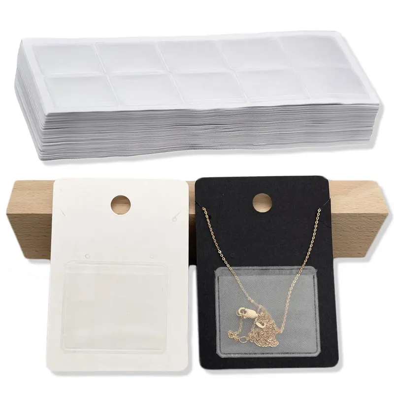 50pcs Necklace Chain Adhesive Pouch for DIY Jewelry Making Necklace Packing Card Self-Adhesive Chain Pocket 4.2x3.7 & 3.2x2.5cm