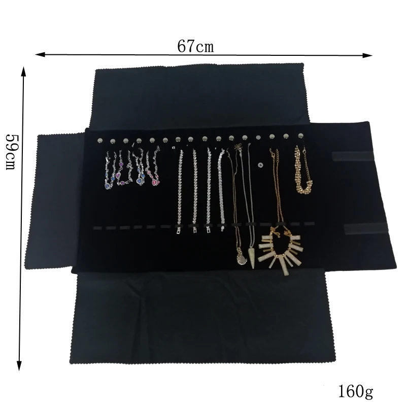 Wholesale Velvet Jewelry Storage Roll Bag Pendant Necklace Organizer Pouch Watch Bracelet Display Holder Travel Case Portable