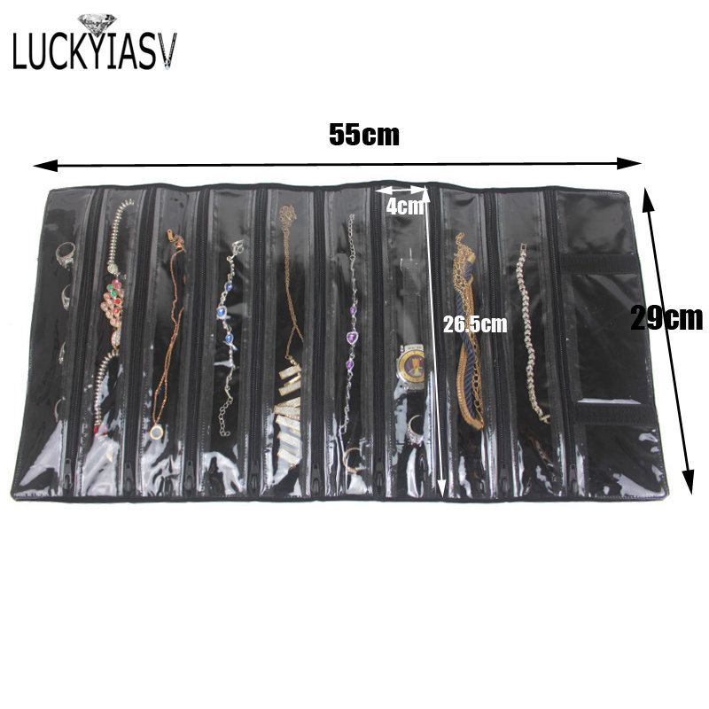 Wholesale Velvet Jewelry Storage Roll Bag Pendant Necklace Organizer Pouch Watch Bracelet Display Holder Travel Case Portable