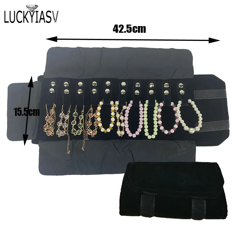 Wholesale Velvet Jewelry Storage Roll Bag Pendant Necklace Organizer Pouch Watch Bracelet Display Holder Travel Case Portable
