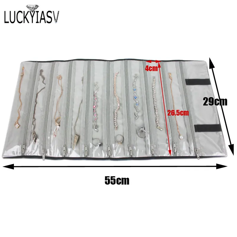 Wholesale Velvet Jewelry Storage Roll Bag Pendant Necklace Organizer Pouch Watch Bracelet Display Holder Travel Case Portable