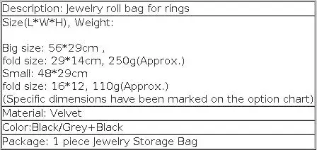 Wholesale Velvet Jewelry Storage Roll Bag Pendant Necklace Organizer Pouch Watch Bracelet Display Holder Travel Case Portable