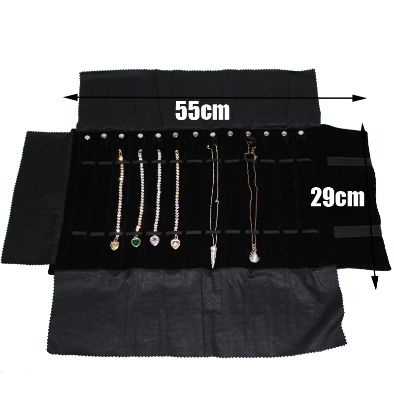 Wholesale Velvet Jewelry Storage Roll Bag Pendant Necklace Organizer Pouch Watch Bracelet Display Holder Travel Case Portable