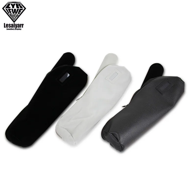 Portable Velvet Jewelry Storage Bag Jewelry Travel Roll Bag Black Leather Watch Bracelet Organizer Display Box