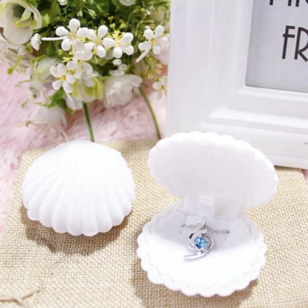 1pcs 5Colors Pink Shell Lovely Velvet Wedding Engagement Ring Box For Earrings Necklace Bracelet Jewelry Display Gift Box Holder