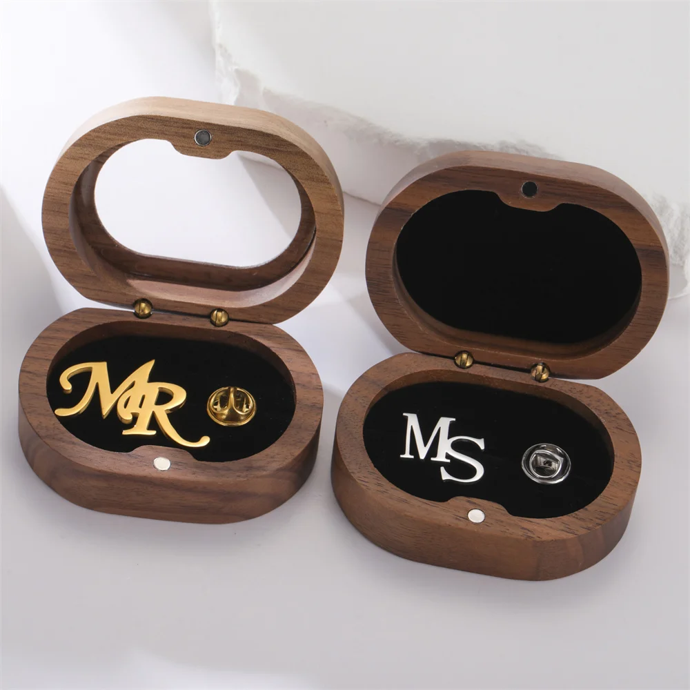 My Shape Wooden Box for Brooch Cufflinks Earrings Jewelry Gift Box Jewelry Packaging Box for Ceremony Wedding Proposal Ring New