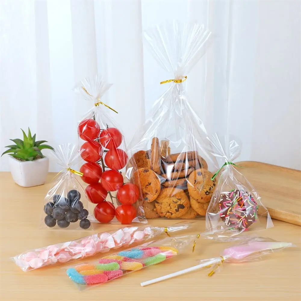 50/100pcs/lot Clear Plastic OPP Bags for Jewelry Packing Transparent Bags Gifts Favor Party Treat Candy Bags No Adhesive Pouches