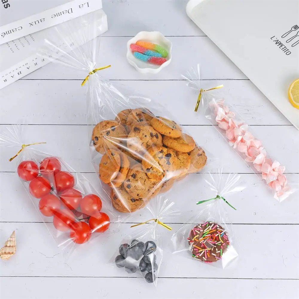 50/100pcs/lot Clear Plastic OPP Bags for Jewelry Packing Transparent Bags Gifts Favor Party Treat Candy Bags No Adhesive Pouches
