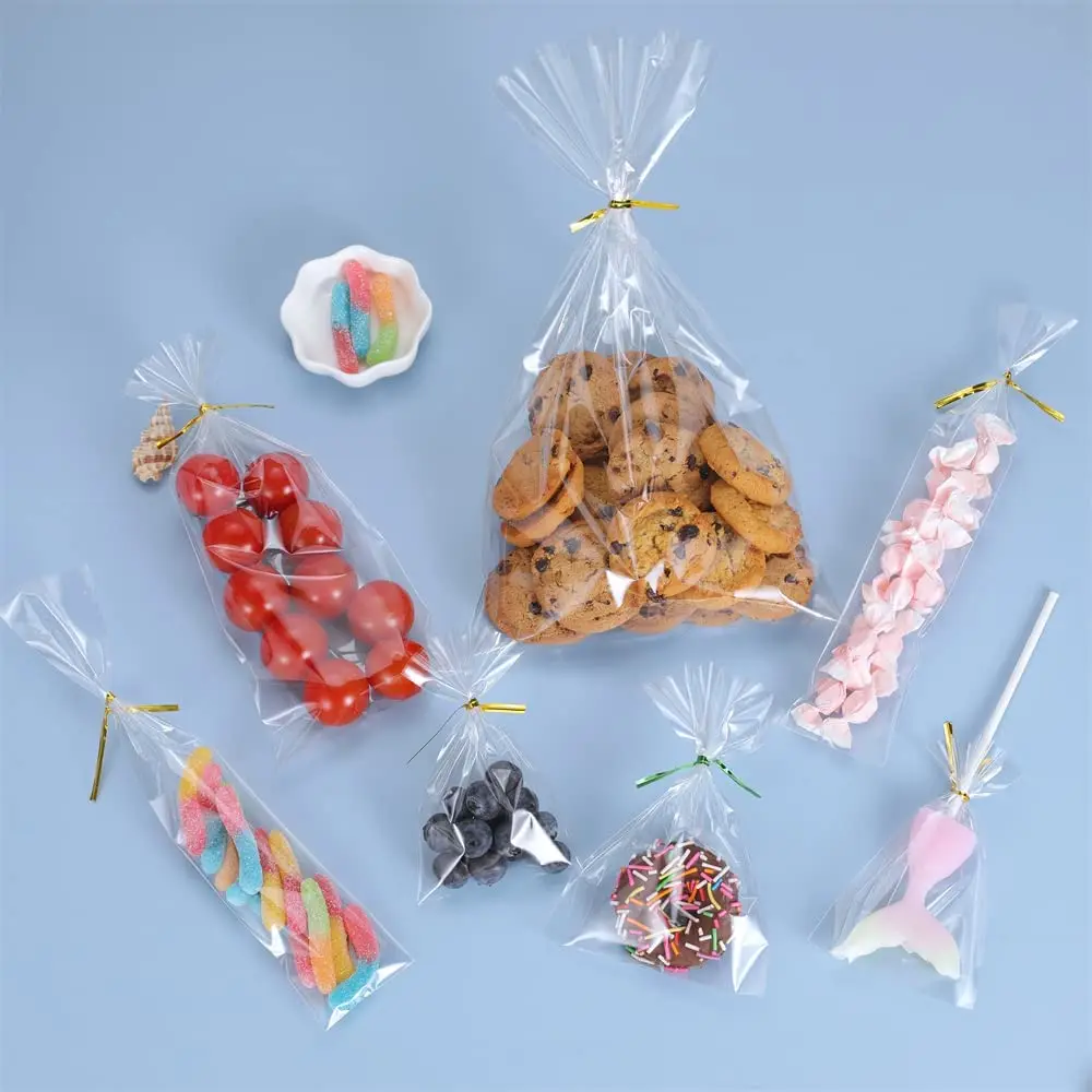 50/100pcs/lot Clear Plastic OPP Bags for Jewelry Packing Transparent Bags Gifts Favor Party Treat Candy Bags No Adhesive Pouches
