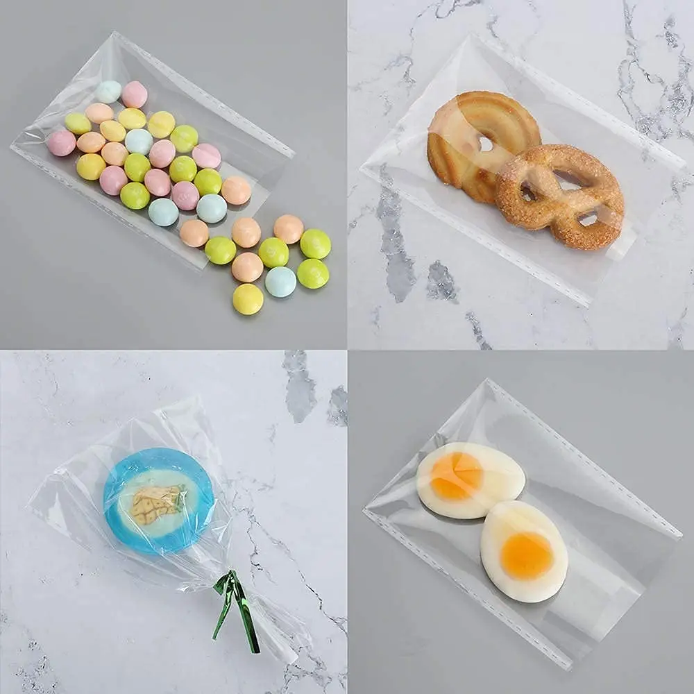 50/100pcs/lot Clear Plastic OPP Bags for Jewelry Packing Transparent Bags Gifts Favor Party Treat Candy Bags No Adhesive Pouches