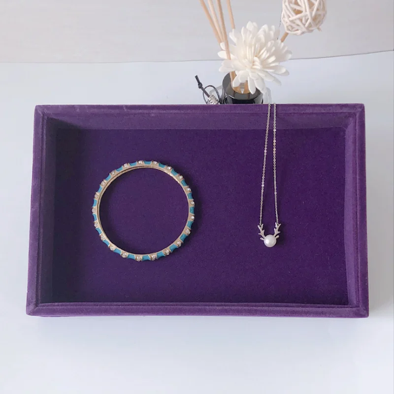 Newly White PU Rings/Flat Jewelry Display Velvet Slots Earrings Rings Tray Organizer Holder Case Box  8 Colors