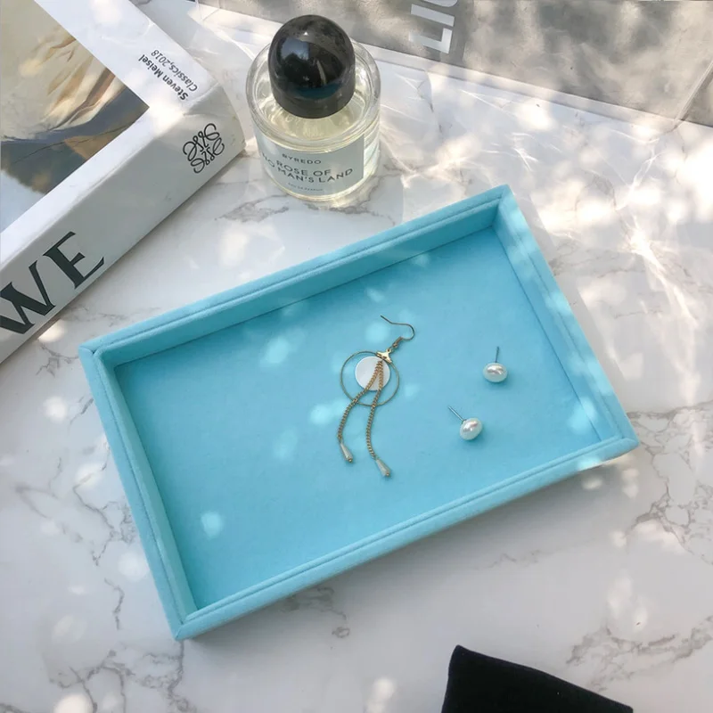 Newly White PU Rings/Flat Jewelry Display Velvet Slots Earrings Rings Tray Organizer Holder Case Box  8 Colors