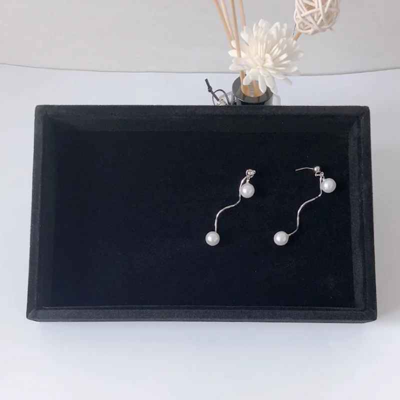 Newly White PU Rings/Flat Jewelry Display Velvet Slots Earrings Rings Tray Organizer Holder Case Box  8 Colors