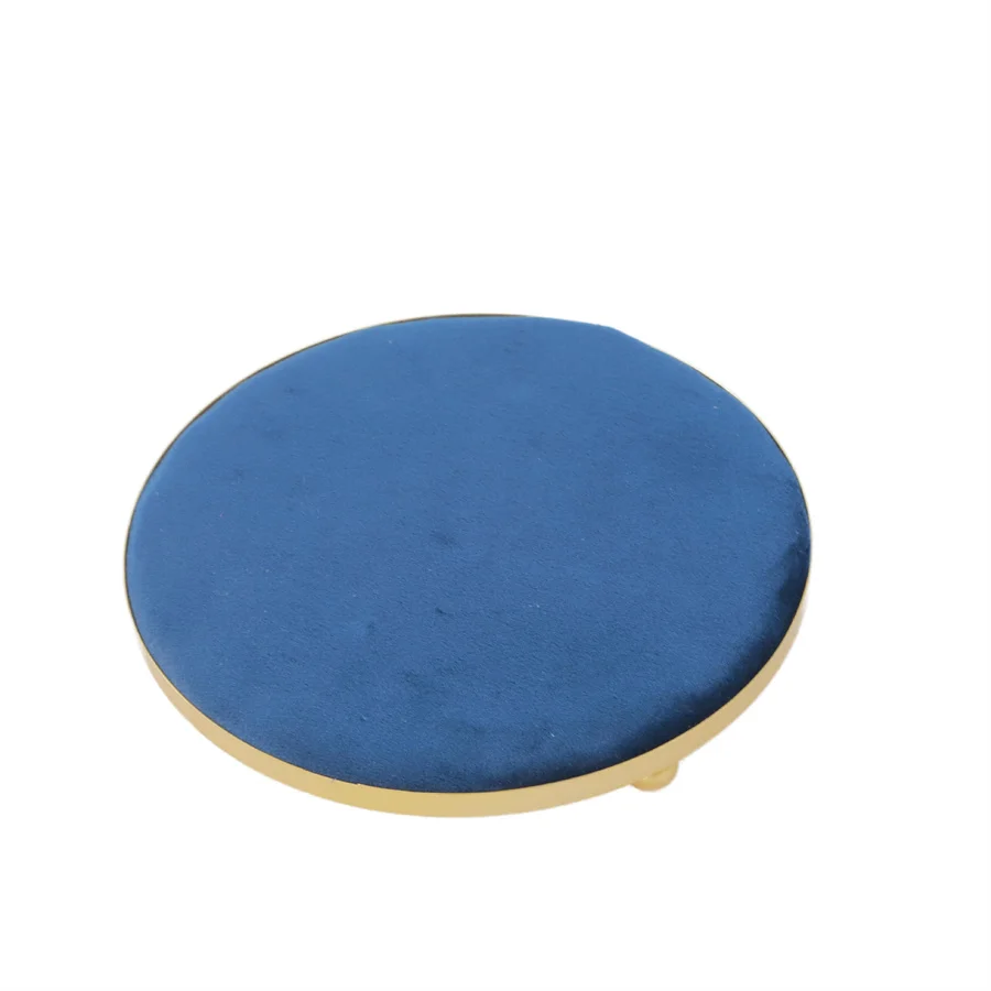 Round Velvet Tray with Metal Frame Rings Earrings Necklace Display Organizer Window Counter Decoration Chain Bracelet Storage